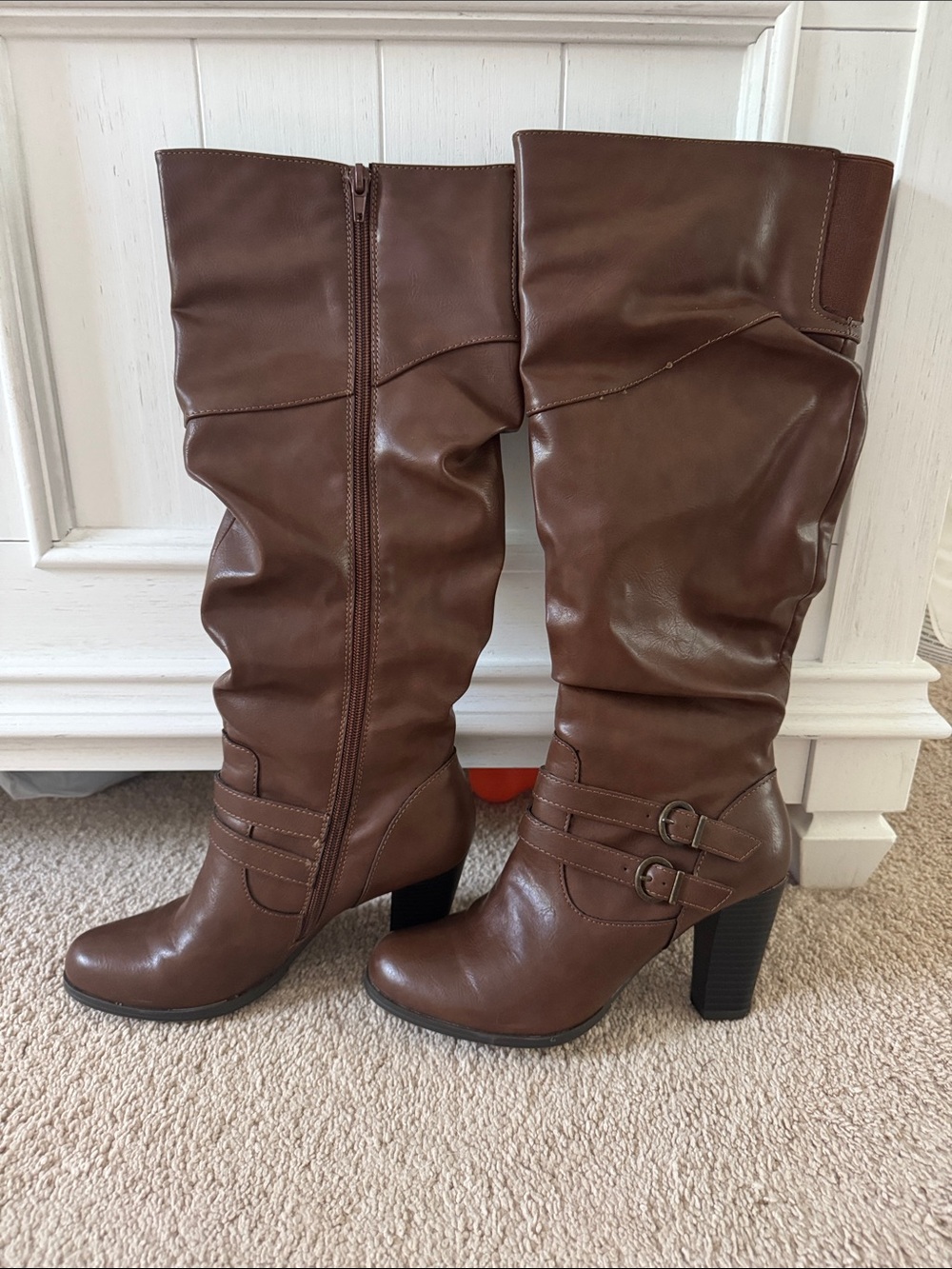 a.n.a Brown Tall Slouchy Heeled Boots